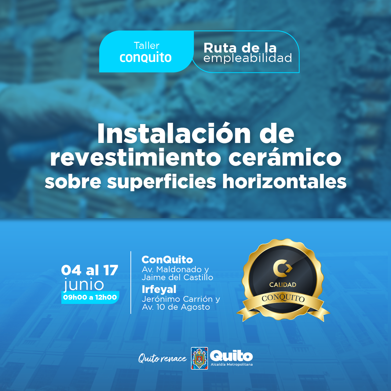 Instalación de revestimiento cerámico sobre superficies horizontales